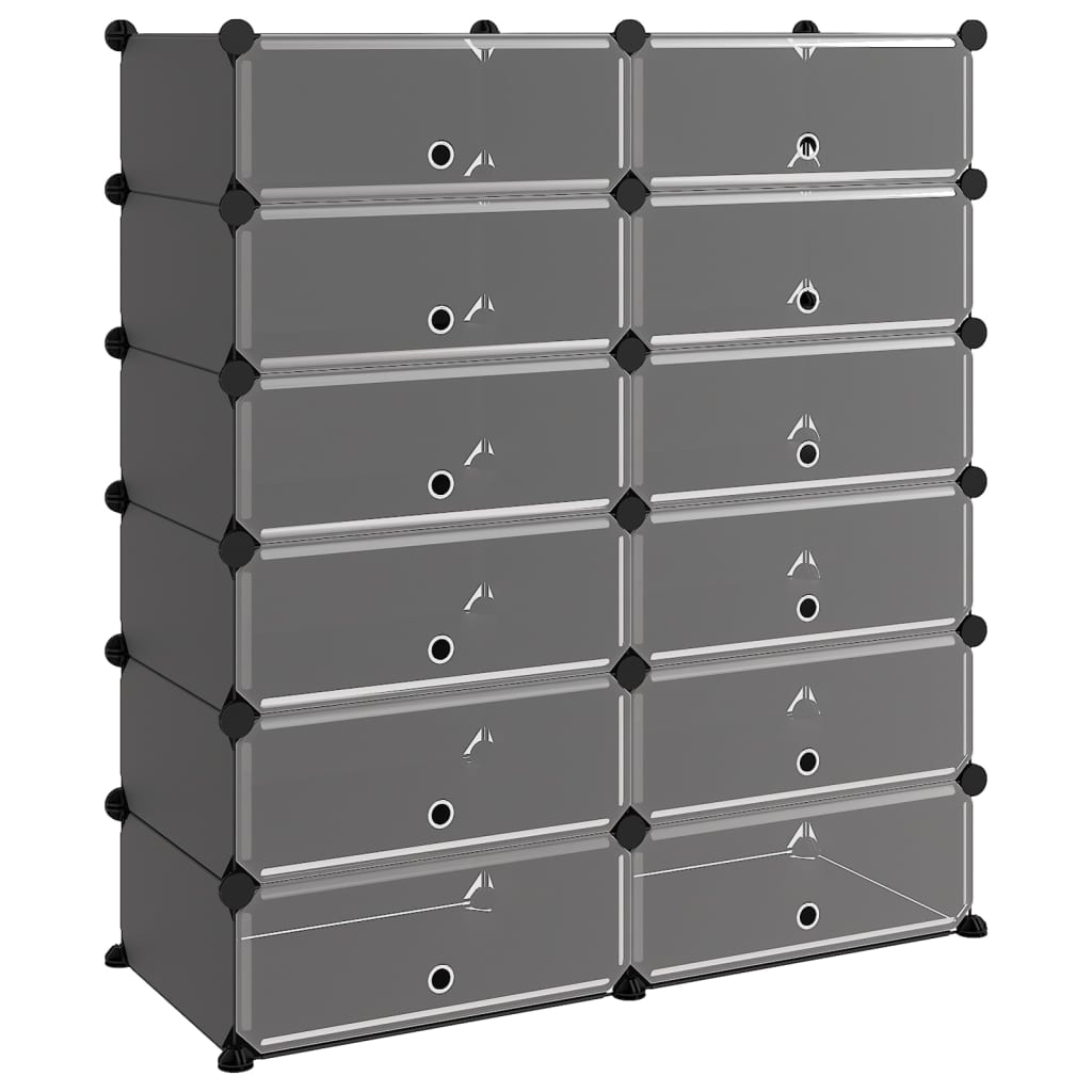 Vidaxl Shoe Rack 94.5x36.5x106 cm polypropen svart