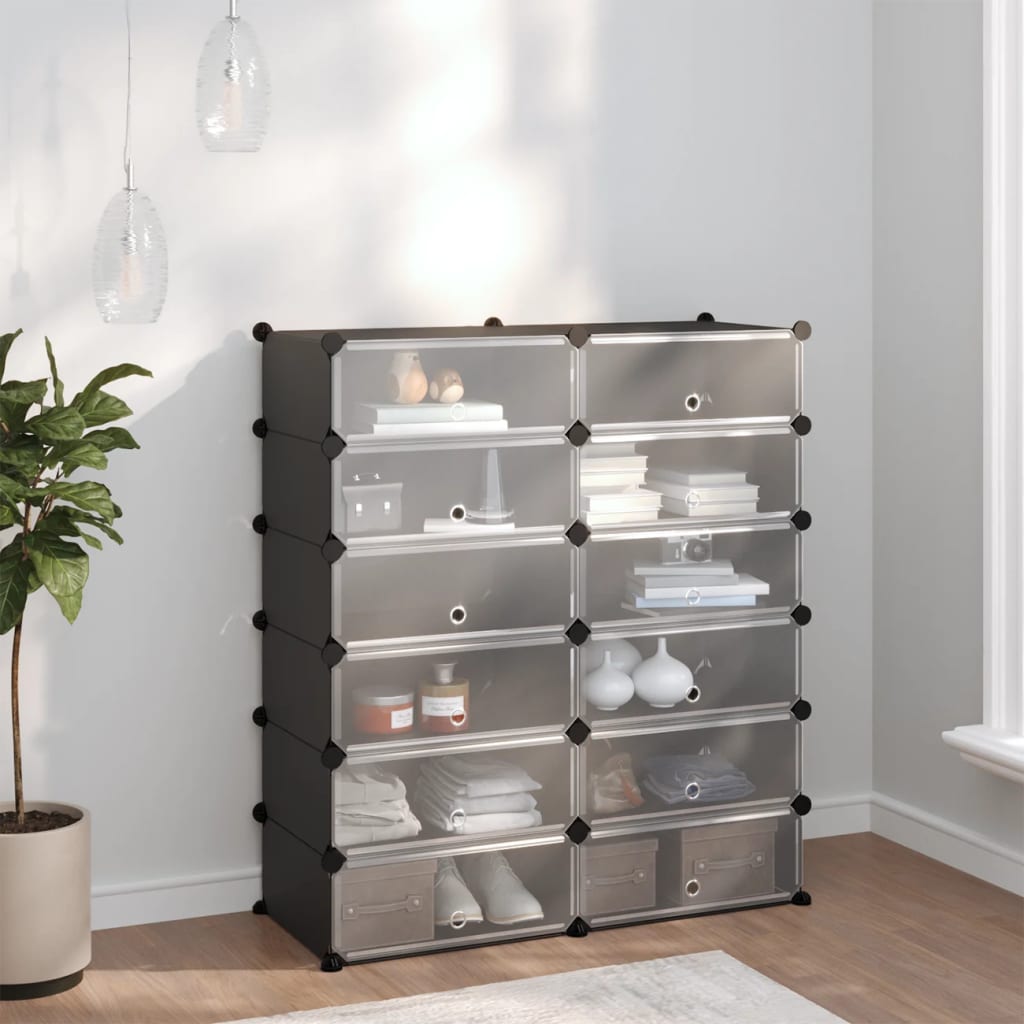 Vidaxl Shoe Rack 94.5x36.5x106 cm polypropen svart