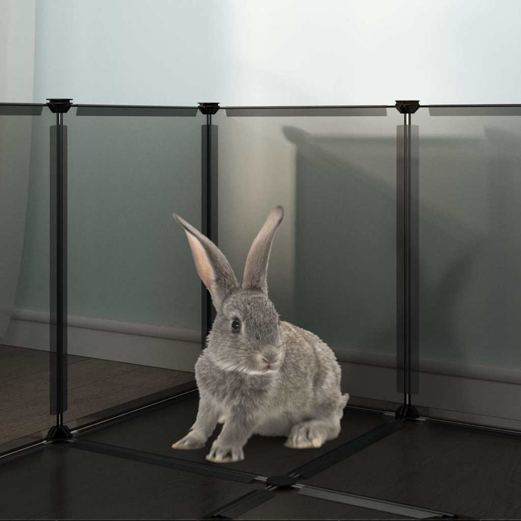 Vidaxl dierenhok klein 144x74x46,5 cm polypropeen en staal zwart