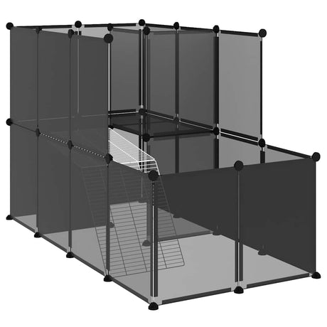 Vidaxl dierenhok klein 142x74x93 cm polypropeen en staal zwart