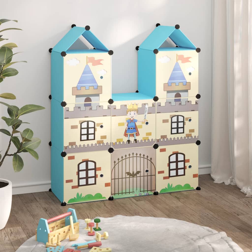 Muebles de almacenamiento para niños de Vidaxl con 8 compartimentos Polypropene Blue