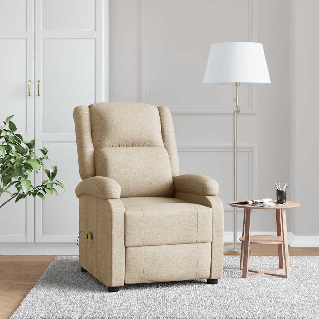 Vidaxl massagestoel stof crèmekleurig