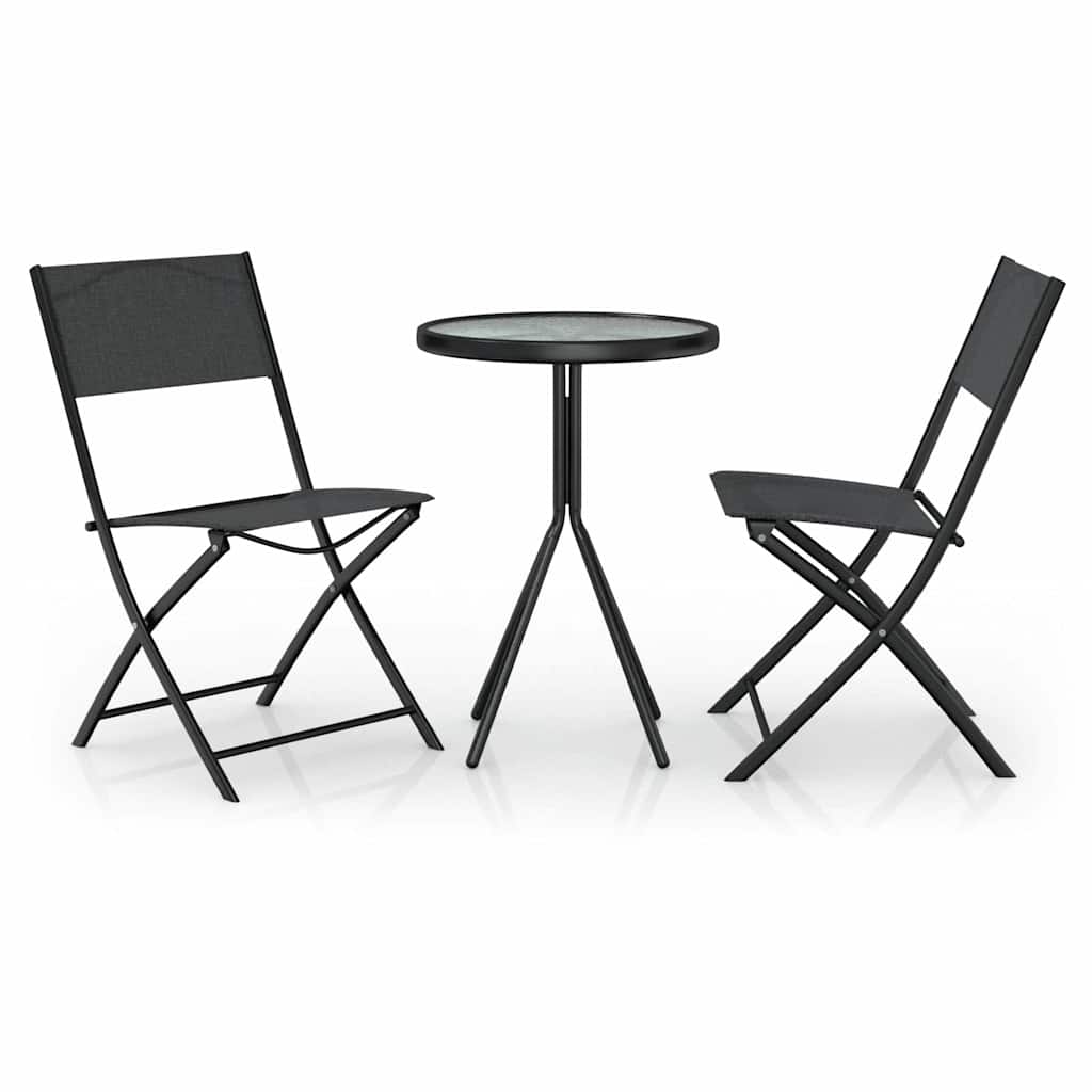 Vidaxl 3-delige bistroset staal zwart