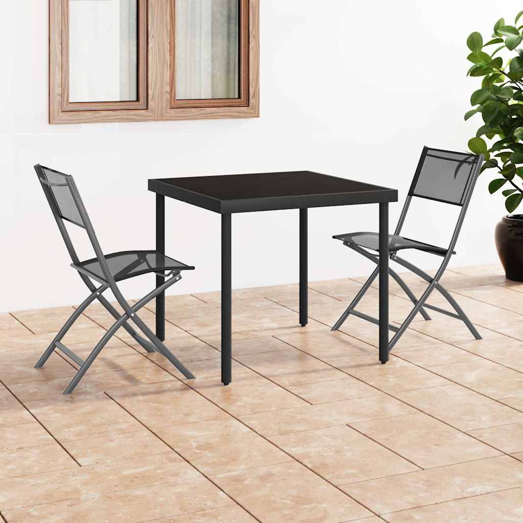 Vidaxl tuinstoelen inklapbaar 2 st staal en textileen zwart