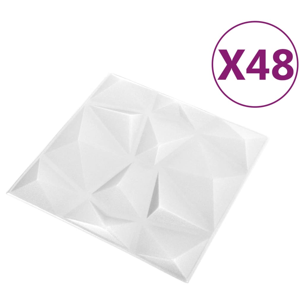 Vidaxl 48 ST Panele ścienne 3D Diamond 12 m² 50x50 cm biały