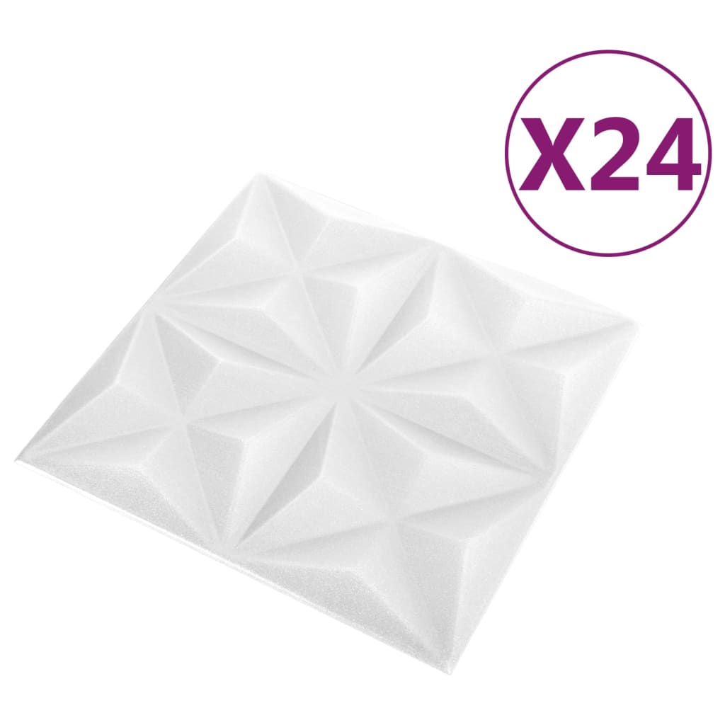 Vidaxl 24 st väggpaneler 3d origami 6 m² 50x50 cm vit