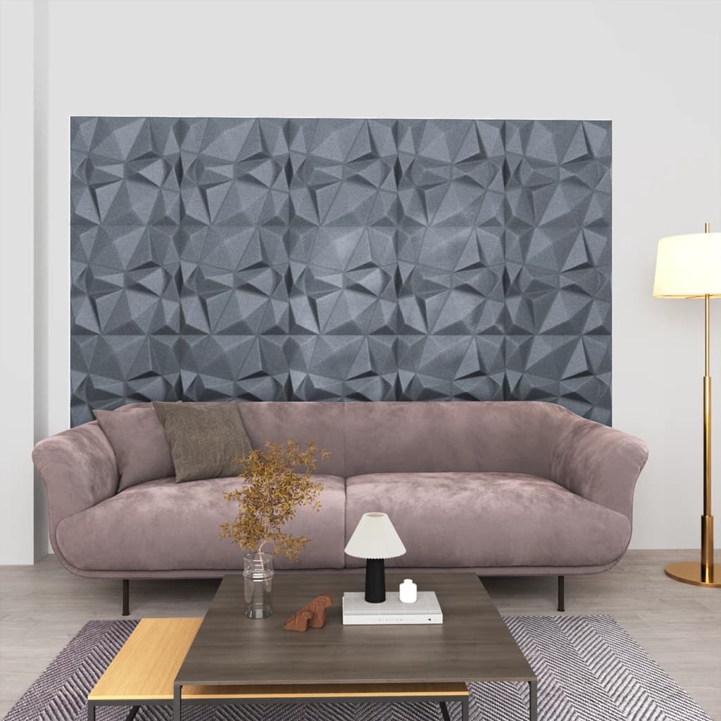 Vidaxl 24 ST Panele ścienne 3D Diamond 6 m² 50x50 cm szary