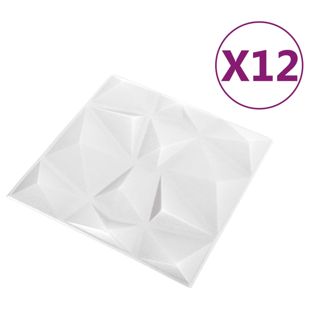 VIDAXL 12 ST WALSPORULTE 3D Diamant 3 m² 50 x 50 cm Weiß