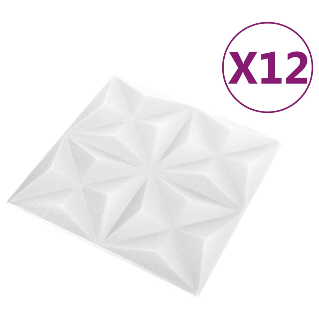 Vidaxl 12 st stenskih plošč 3d origami 3 m² 50x50 cm bela