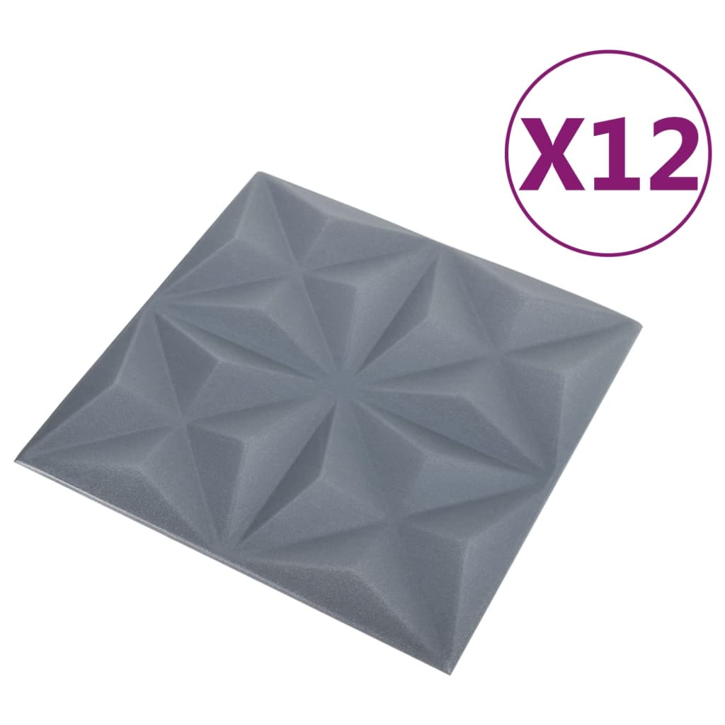 Vidaxl 12 pannelli murali 3d origami 3 m² 50x50 cm grigio