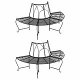 Vidaxl boombanken 2 st halfrond ø159 cm staal zwart