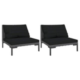 Vidaxl tuinbanken 2 st met kussens halfrond poly rattan