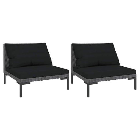 Vidaxl tuinbanken 2 st met kussens halfrond poly rattan