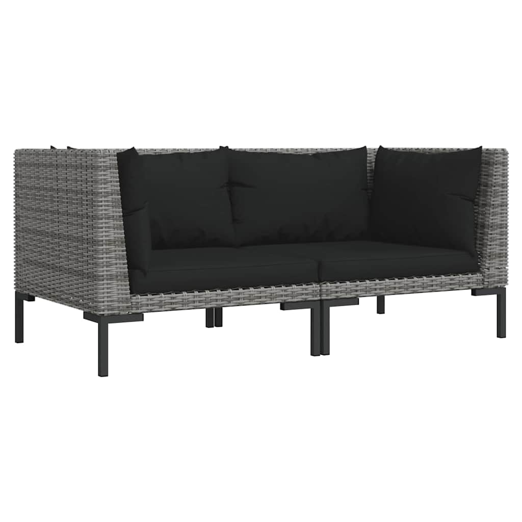 Vidaxl tuinbanken 2 st met kussens halfrond poly rattan