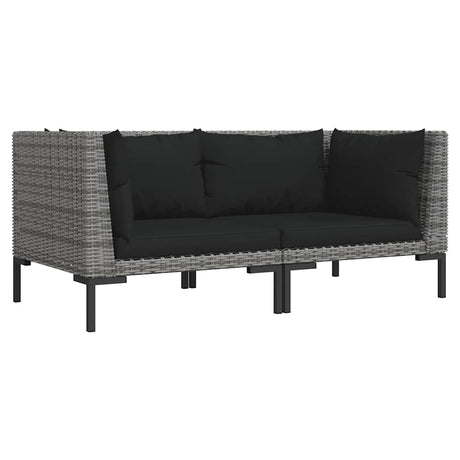 Vidaxl tuinbanken 2 st met kussens halfrond poly rattan