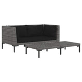 Vidaxl 3-delige loungeset halfrond poly rattan donkergrijs