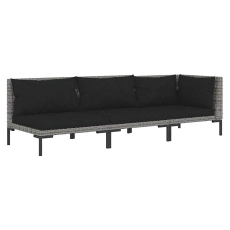 Vidaxl 3-delige loungeset halfrond poly rattan donkergrijs