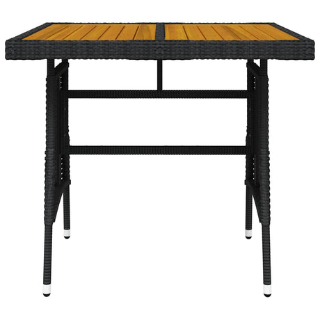 Vidaxl tuintafel 70x70x72 cm poly rattan en massief acaciahout zwart
