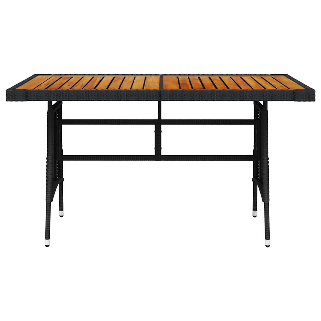 Vidaxl tuintafel 130x70x72 cm poly rattan en massief acaciahout zwart