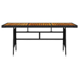 Vidaxl tuintafel 160x70x72 cm poly rattan en massief acaciahout zwart