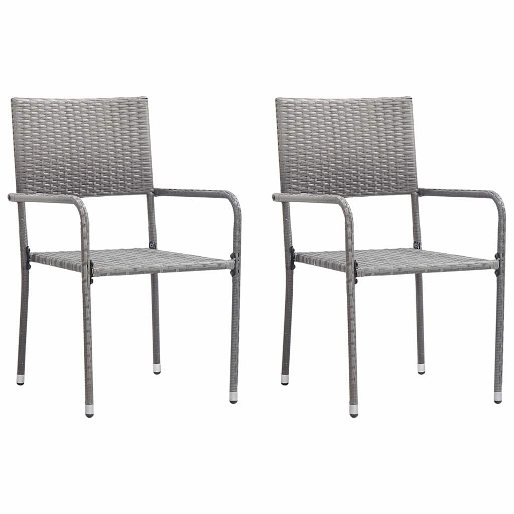 Vidaxl tuinstoelen 2 st stapelbaar poly rattan grijs