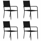 Vidaxl tuinstoelen 4 st stapelbaar poly rattan zwart