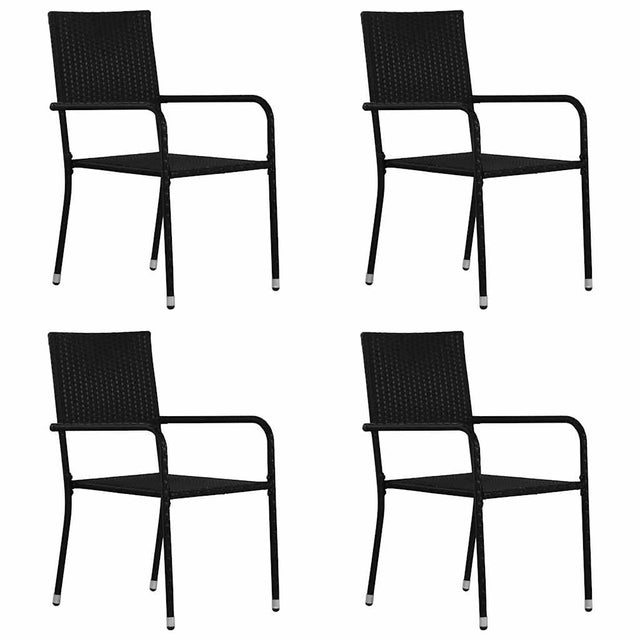 Vidaxl tuinstoelen 4 st stapelbaar poly rattan zwart