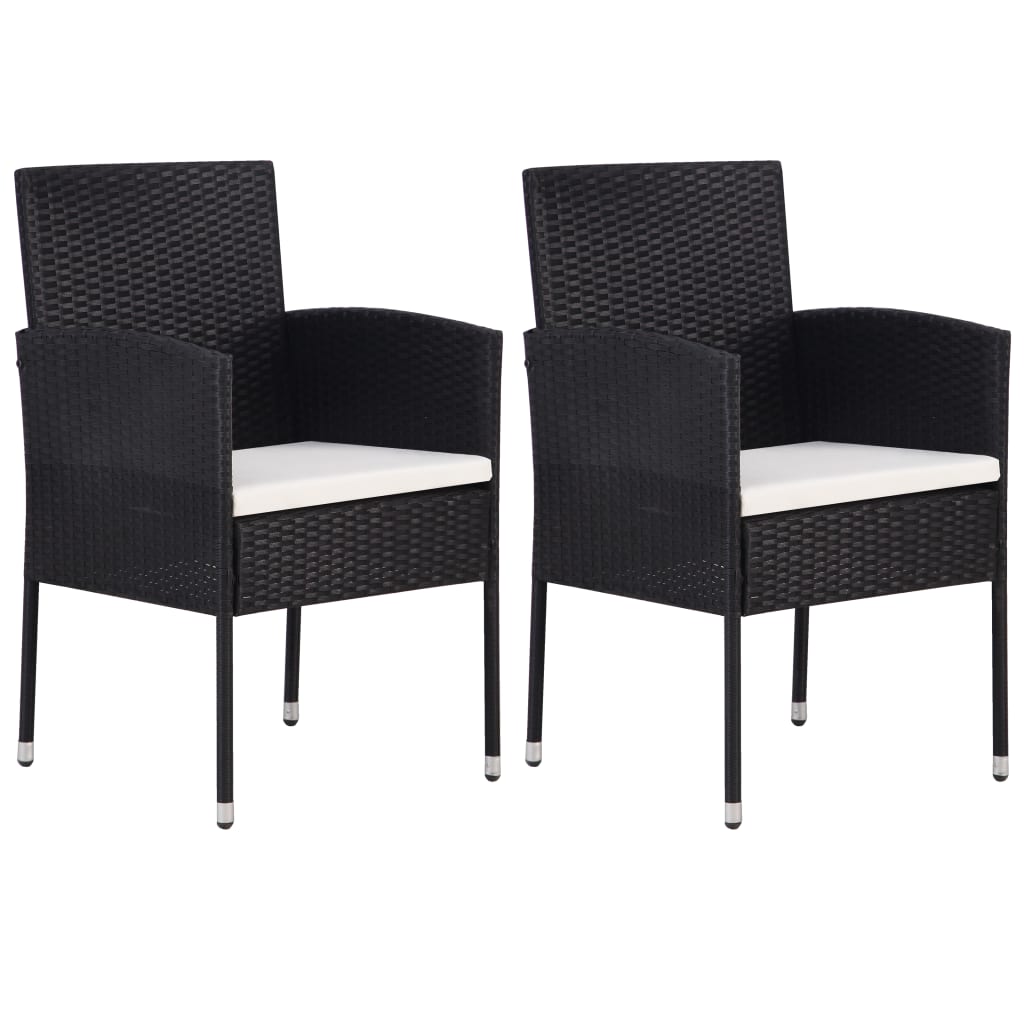 Vidaxl tuinstoelen 2 st met witte kussens poly rattan zwart