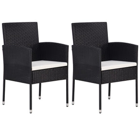 Vidaxl tuinstoelen 2 st met witte kussens poly rattan zwart