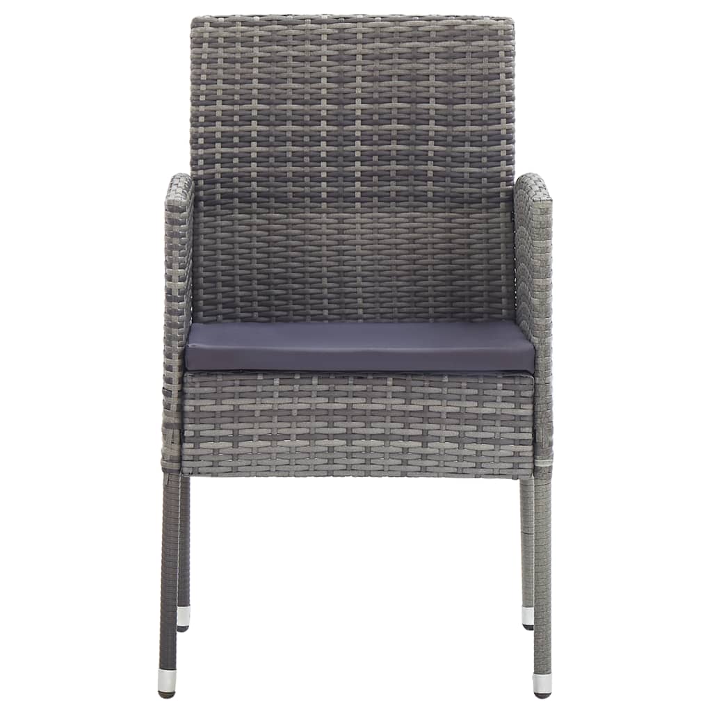 Vidaxl tuinstoelen 2 st met donkergrijze kussens poly rattan grijs