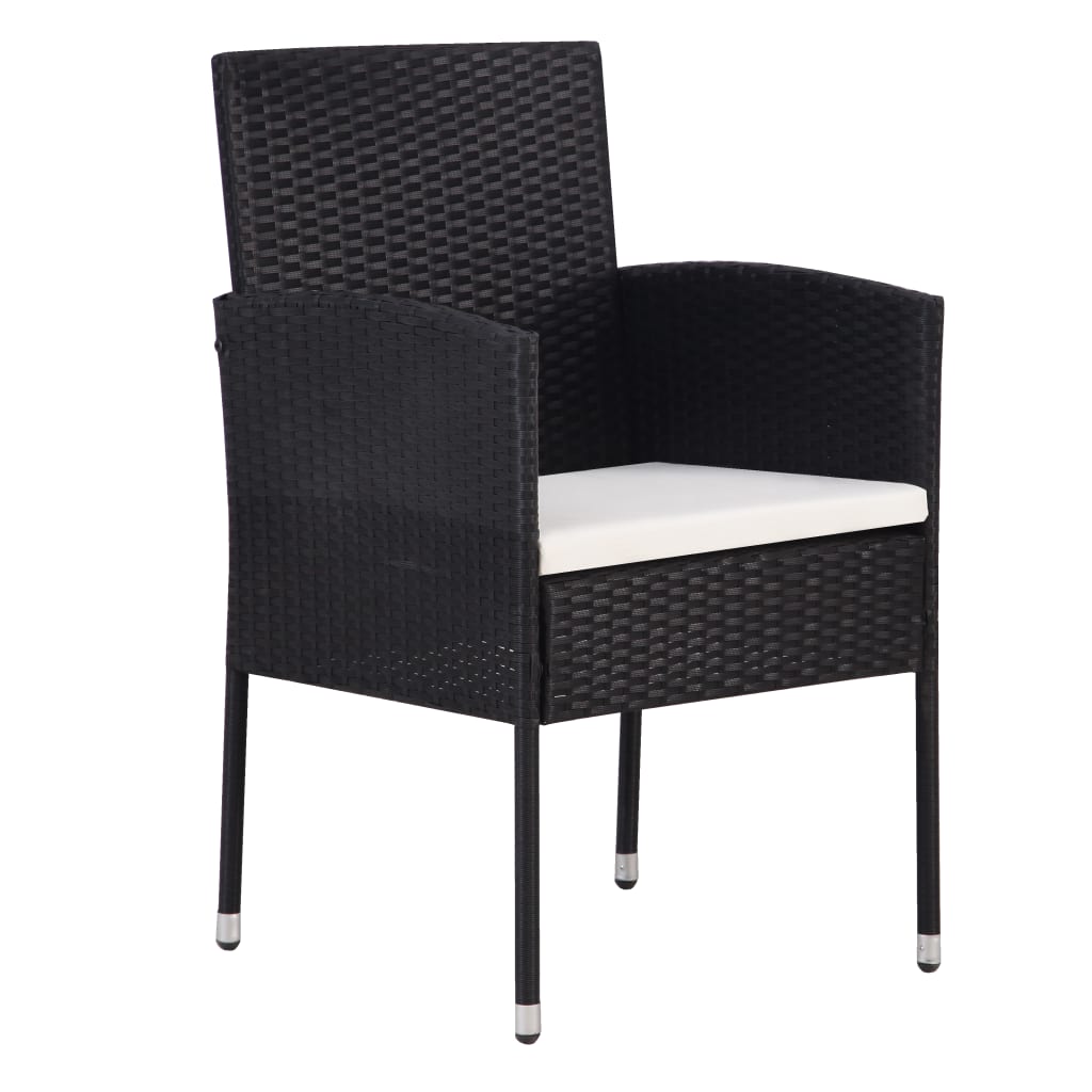 Vidaxl tuinstoelen 4 st met crèmewitte kussens poly rattan zwart