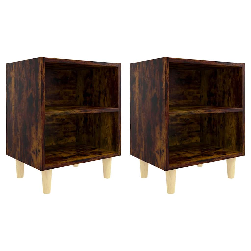 Vidaxl nachtkastjes 2 st met houten poten 40x30x50 cm gerookt eiken