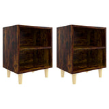 Vidaxl nachtkastjes 2 st met houten poten 40x30x50 cm gerookt eiken