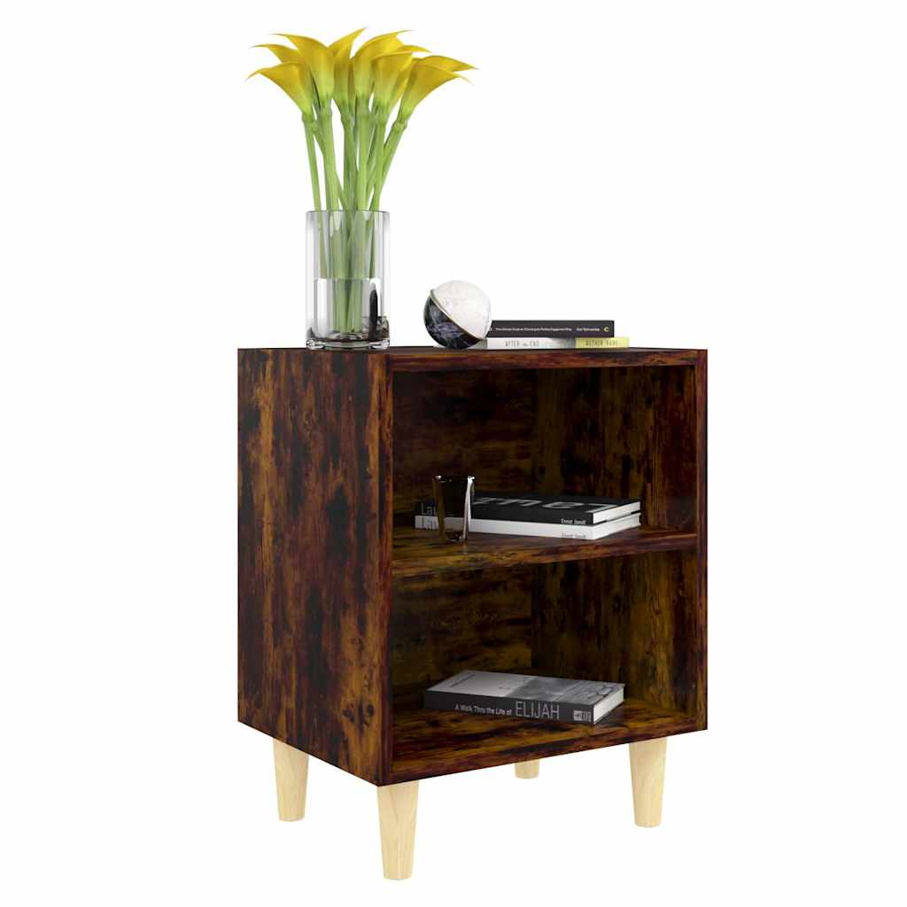 Vidaxl nachtkastjes 2 st met houten poten 40x30x50 cm gerookt eiken