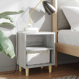 Vidaxl nachtkastje met houten poten 40x30x50 cm grijs sonoma eiken