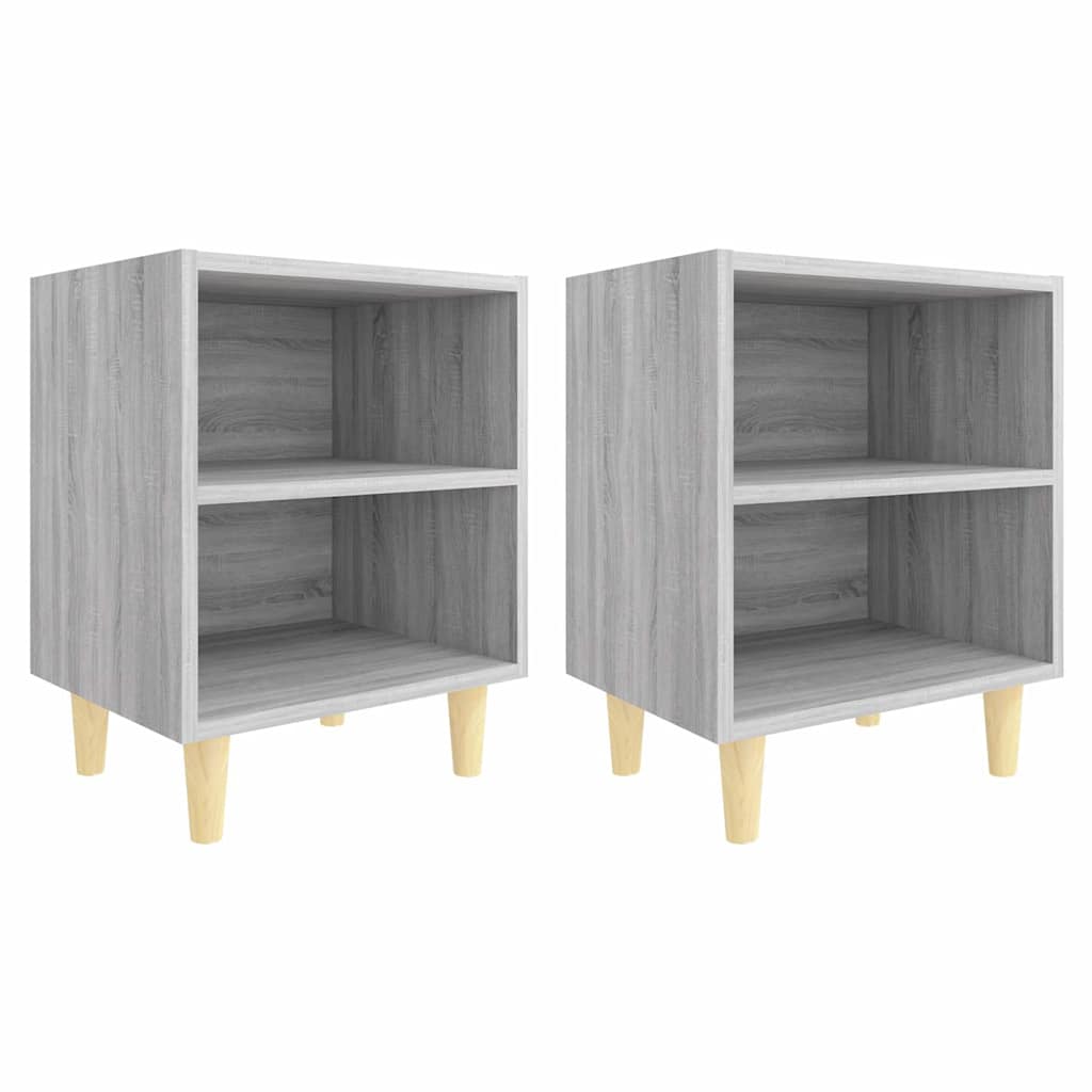 Vidaxl nachtkastjes 2 st met houten poten 40x30x50 cm grijs sonoma