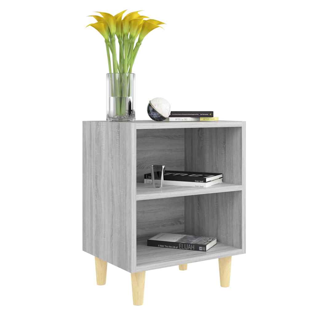 Vidaxl nachtkastjes 2 st met houten poten 40x30x50 cm grijs sonoma