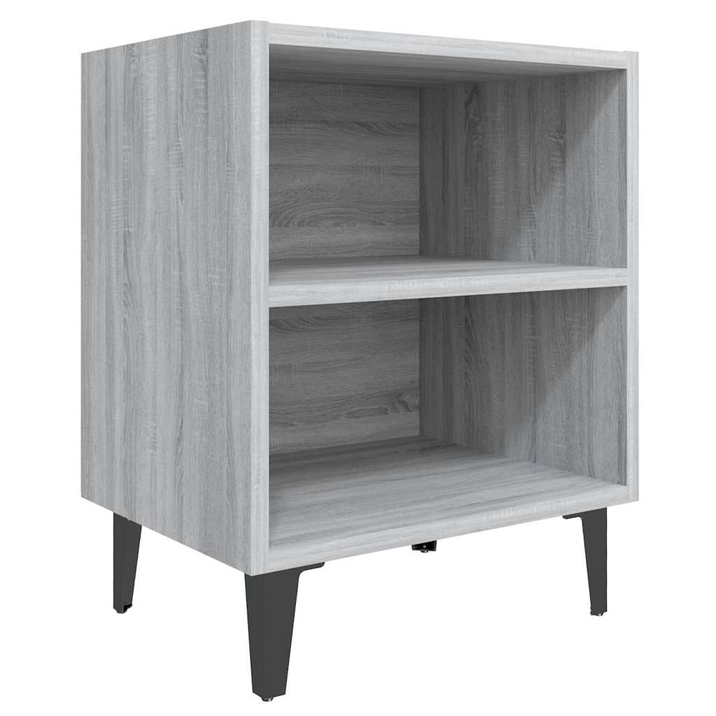 Vidaxl nachtkastje met metalen poten 40x30x50 cm grijs sonoma eiken