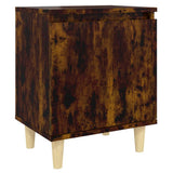 Vidaxl nachtkastje met houten poten 40x30x50 cm gerookt eikenkleurig