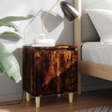 Vidaxl nachtkastje met houten poten 40x30x50 cm gerookt eikenkleurig