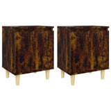 Vidaxl nachtkastjes 2 st met houten poten 40x30x50 cm gerookt eiken