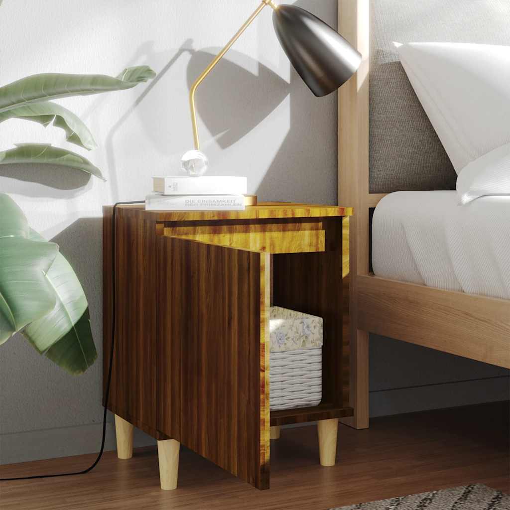 Vidaxl nachtkastje met houten poten 40x30x50 cm bruin eikenkleur