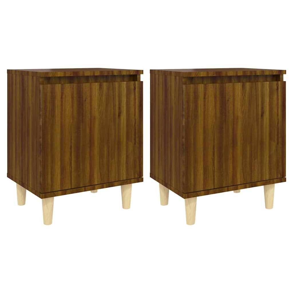 Vidaxl nachtkastjes 2 st met houten poten 40x30x50 cm bruin eikenkleur
