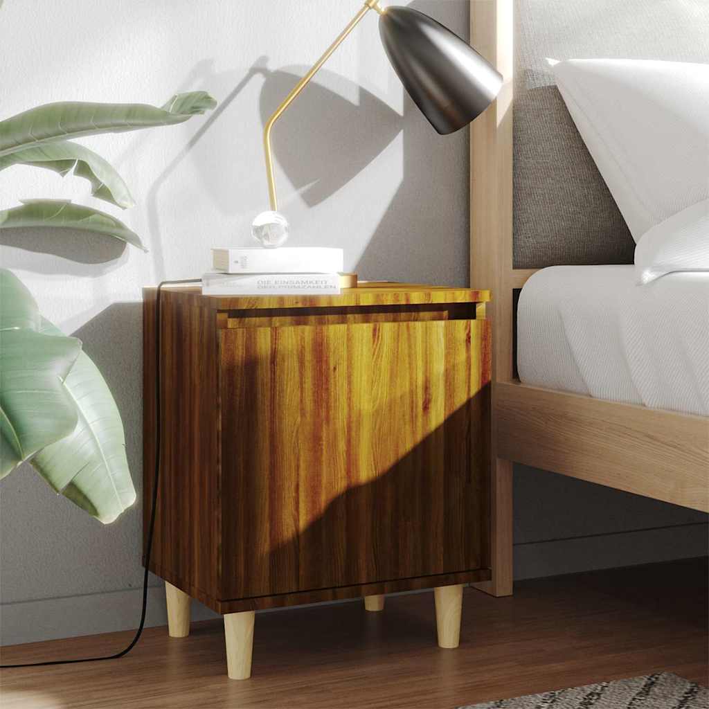Vidaxl nachtkastjes 2 st met houten poten 40x30x50 cm bruin eikenkleur