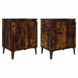 Vidaxl nachtkastjes met metalen poten 40x30x50 cm gerookt eikenkleurig