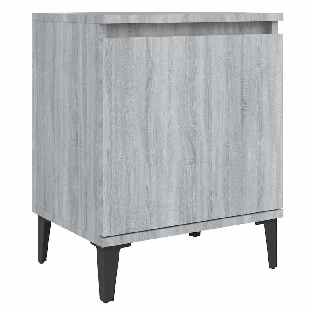 Vidaxl nachtkastje met metalen poten 40x30x50 cm grijs sonoma eiken