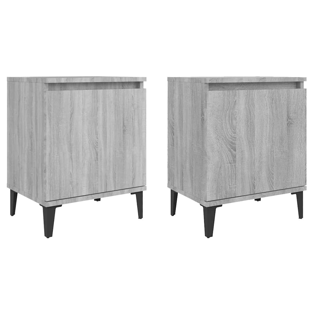Vidaxl nachtkastjes met metalen poten 40x30x50 cm grijs sonoma eiken