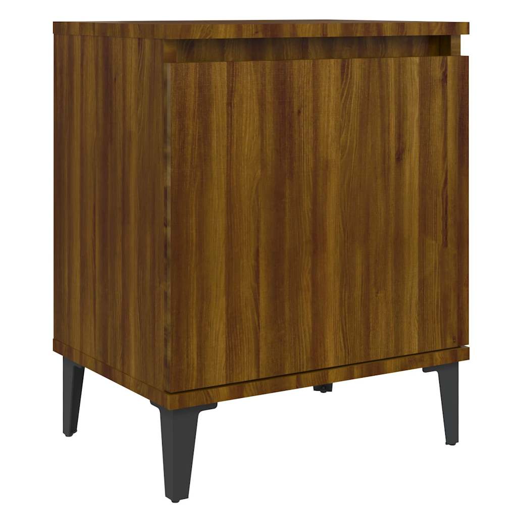 Vidaxl nachtkastje met metalen poten 40x30x50 cm bruin eikenkleur
