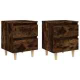 Vidaxl nachtkastjes 2 st met houten poten 40x35x50 cm gerookt eiken