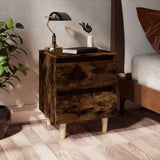 Vidaxl nachtkastjes 2 st met houten poten 40x35x50 cm gerookt eiken